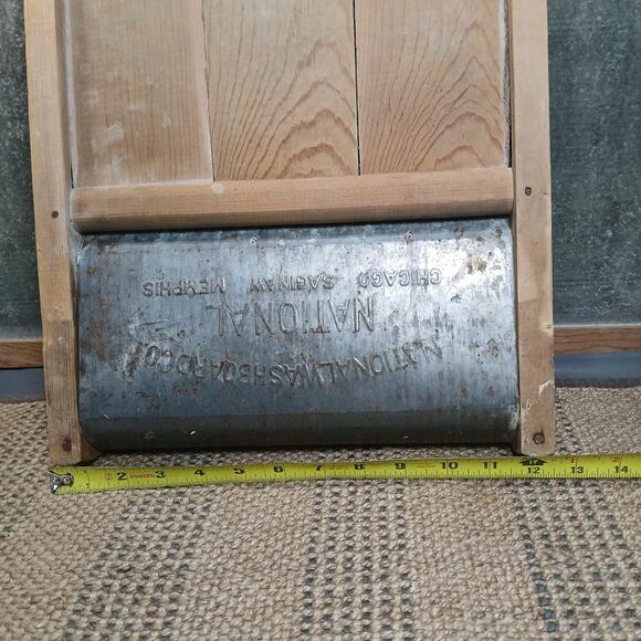 Vtg National Washboard Co Tin & Wood Scrub Board w/Soap Saver Jug Band Skiffle - Picture 12 of 12